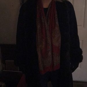 Alorna  faux fur long black trench